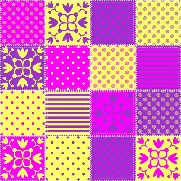 Patchwork Background Different Patterns — Stock Vector