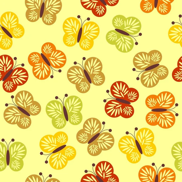 Nahtloses Muster Mit Farbigen Schmetterlingen — Stockvektor