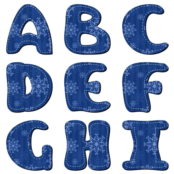 Αλφάβητο λευκώματος με νιφάδες χιονιού — Διανυσματικό Αρχείο