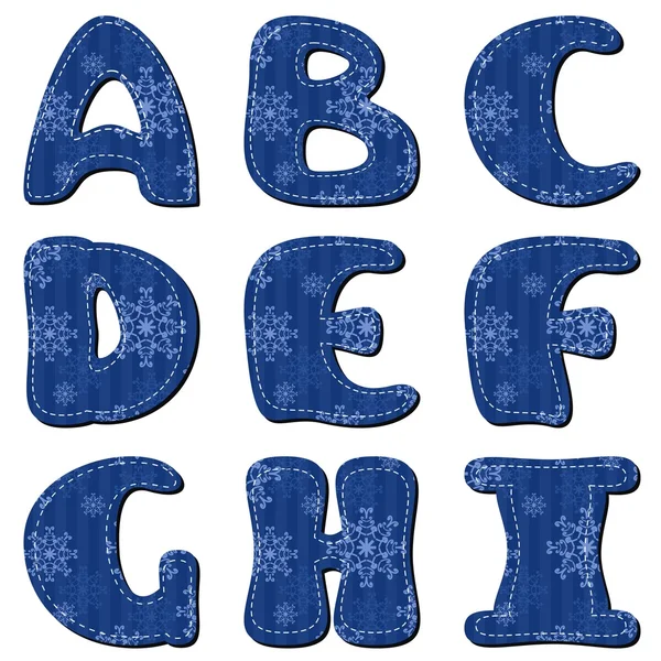 Sammelalbum-Alphabet mit Schneeflocken — Stockvektor