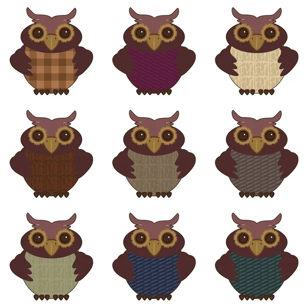 Collection of nice owls — Stock Vector