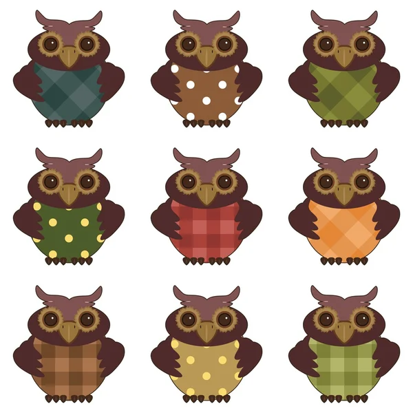 Collection of nice owls — Stock Vector