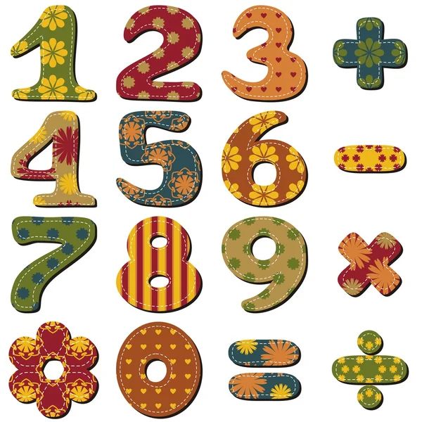 Scrapbook numbers and signs — Stock Vector