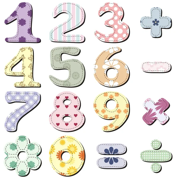 Scrapbook numbers and signs — Stock Vector