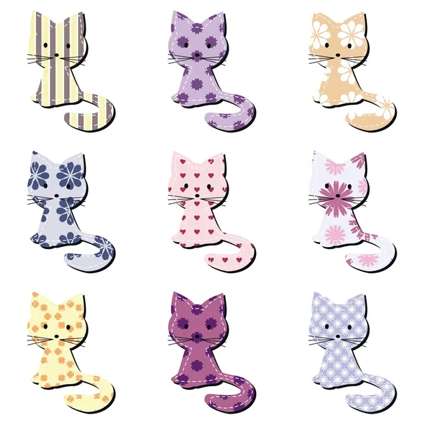 Nice scrapbook gatos em branco —  Vetores de Stock