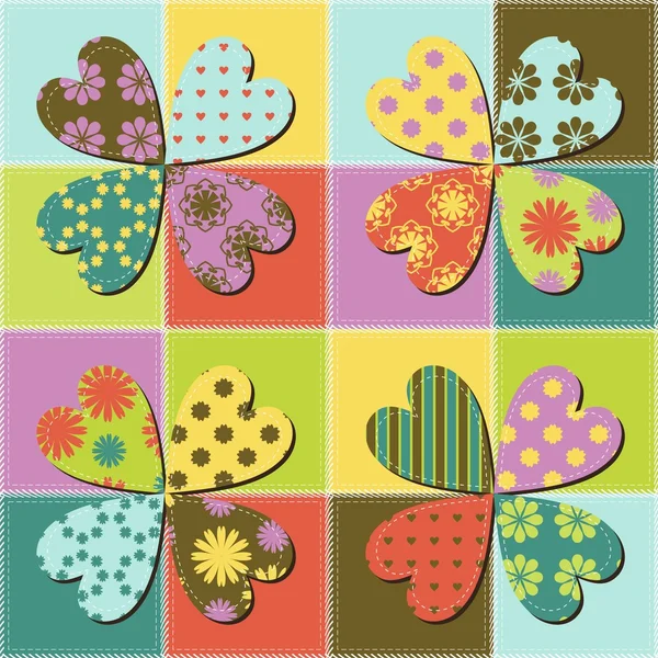 Patchwork background with different patterns — Stock Vector