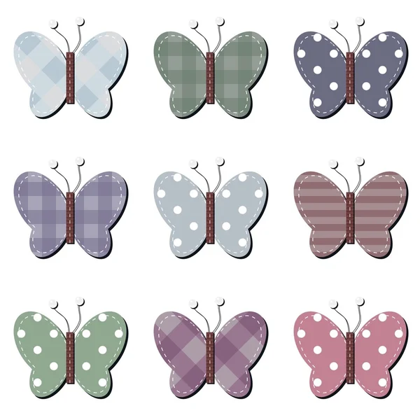 Scrapbook butterflies on white background — Stock Vector