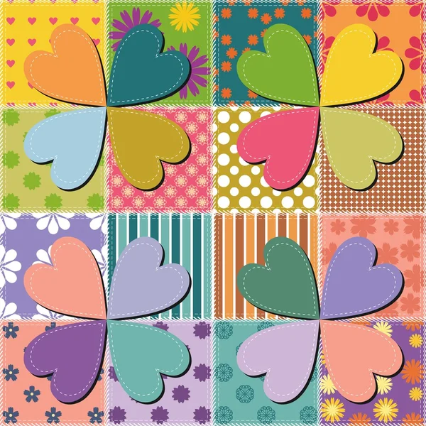 Patchwork background with different patterns — Stock Vector