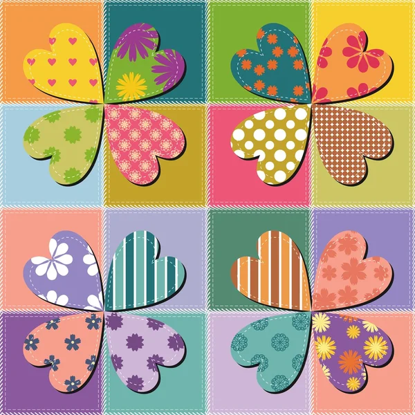 Patchwork background with different patterns — Stock Vector