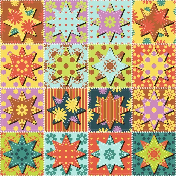 Fondo patchwork con diferentes patrones — Vector de stock