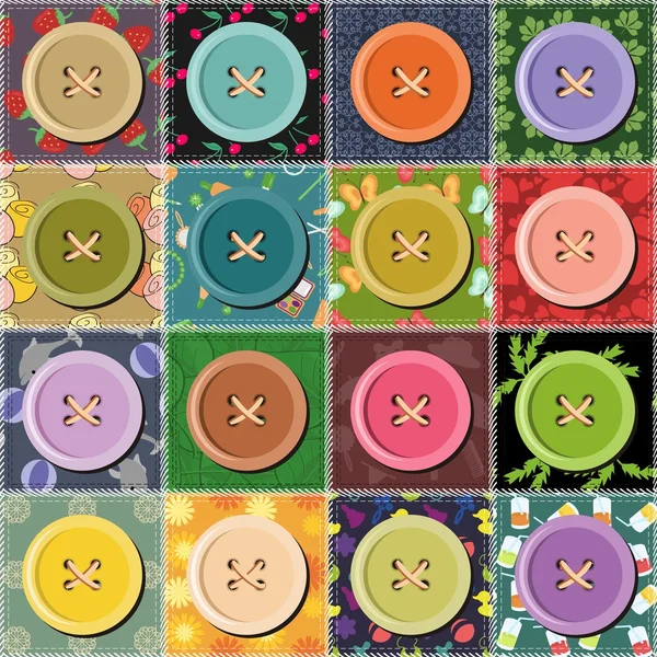 Fondo patchwork con diferentes patrones — Vector de stock