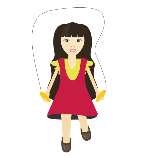 Chica con Skip Rope — Vector de stock