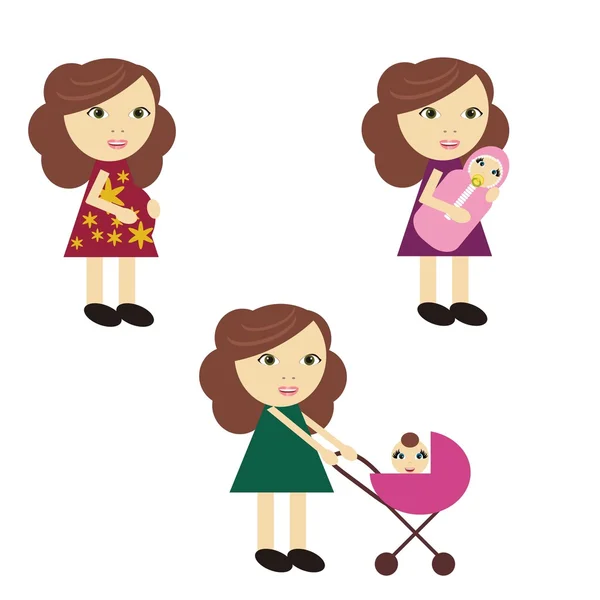 Pregnant woman and women with baby — Stock Vector