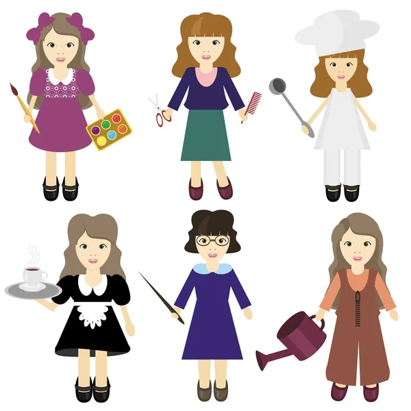 Six nice girls Stock Illustration