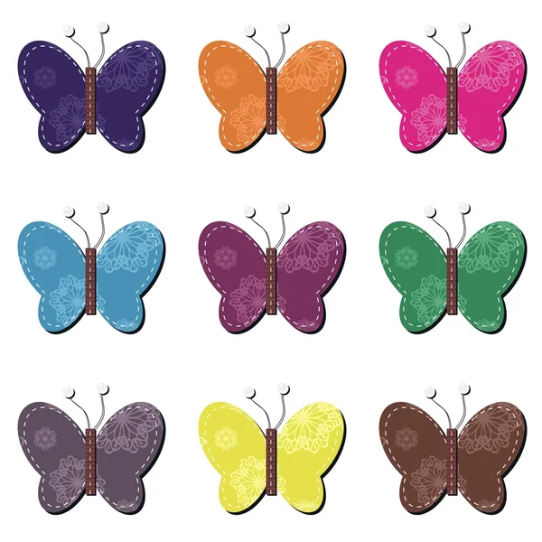 Scrapbook borboletas no fundo branco ilustração vetorial — Vetor de Stock