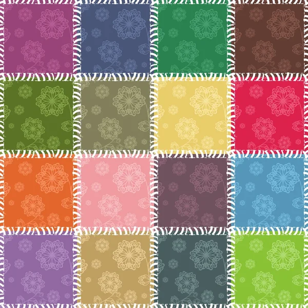 Patchwork background with different patterns — Stock Vector