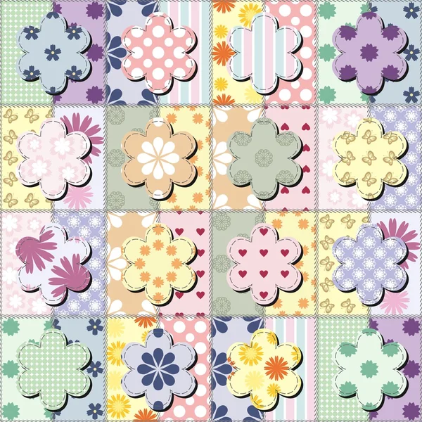 Patchwork background with flowers and buttons Stock Vector Image by ...