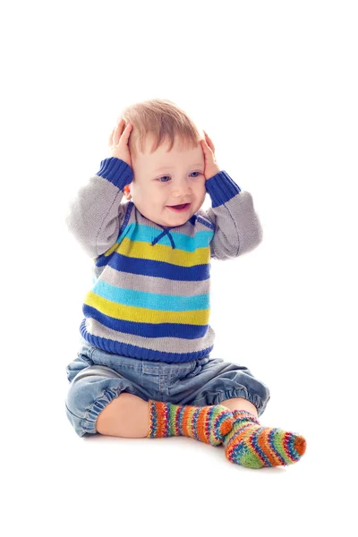 Cute baby boy isolated over white — Stock Photo, Image