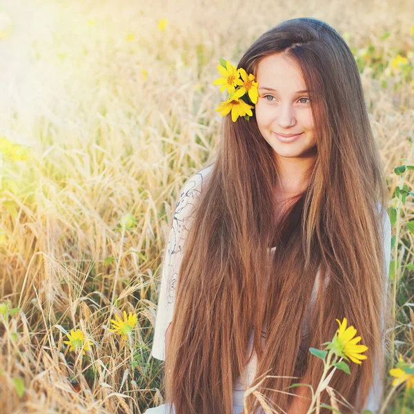 Beautiful Girl with Long Hair Stock Image