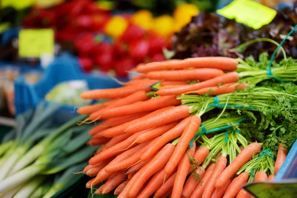 Cenouras vendidas no mercado dos agricultores — Fotografia de Stock