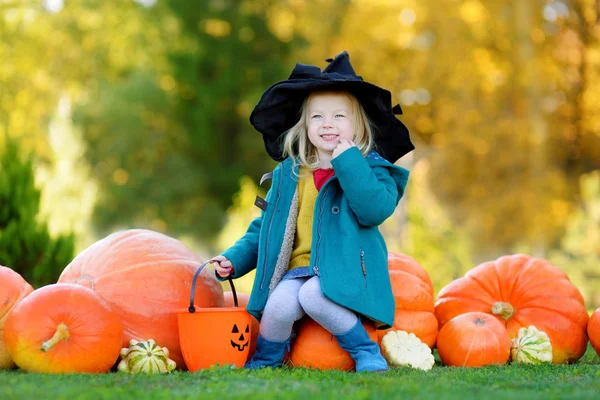 Bedårande liten flicka i halloween-kostym — Stockfoto