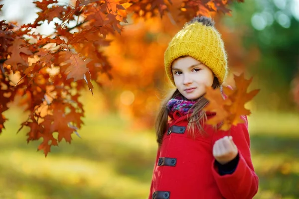 Linda niña divirtiéndose en hermoso día de otoño — Foto de Stock