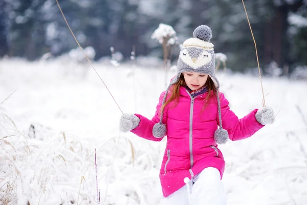 Meisje hebben plezier in de winter park — Stockfoto