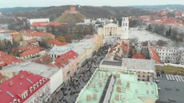 VILNIUS, LITHUANIA - 11 Mart 2020: Litvanya 'nın bağımsızlığını geri kazanmasının 30. yıldönümü kutlamaları. Ulusal bayrak taşıyan katılımcılar.