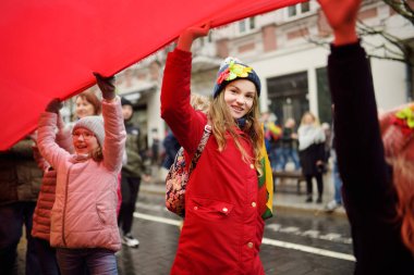 VILNIUS, LITHUANIA - 11 Mart 2020: Litvanya 'nın bağımsızlığını geri kazanmasının 30. yıldönümü münasebetiyle binlerce insan bayram etkinliklerine katıldı.