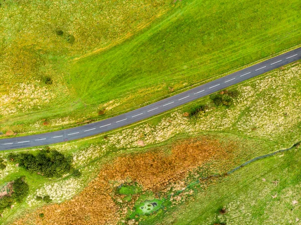 Vista Aérea Arriba Hacia Abajo Carretera Dos Carriles Distrito Los — Foto de Stock