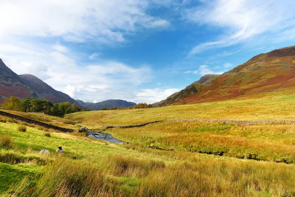 Paisagem Panorâmica Lake District Famosa Por Seus Lagos Fita Glacial — Fotografia de Stock