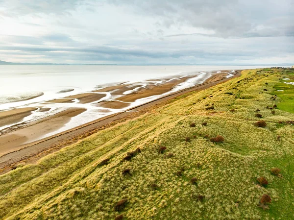 Vista Aérea Allonby Village Beach Distrito Allerdale Cumbria Reino Unido — Fotografia de Stock