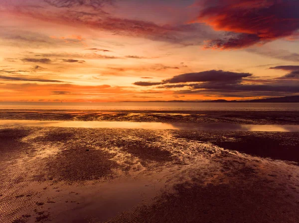 Belles Couleurs Coucher Soleil Sur Littoral District Allerdale Cumbria Royaume — Photo