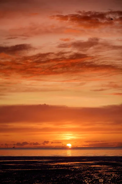 Belas Cores Pôr Sol Sobre Costa Distrito Allerdale Cumbria Reino — Fotografia de Stock