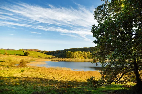 Vista Panoramica Sul Tramonto Della Grande Valle Langdale Nel Lake — Foto Stock