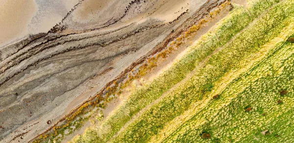 Letecký Pohled Pláž Vesnice Allonby Okrese Allerdale Cumbria Velké Británii — Stock fotografie