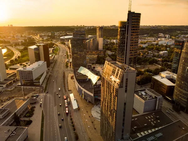 Vilnius Litthuania Október 2019 Gyönyörű Légi Kilátás Nyílik Vilnius Üzleti — Stock Fotó