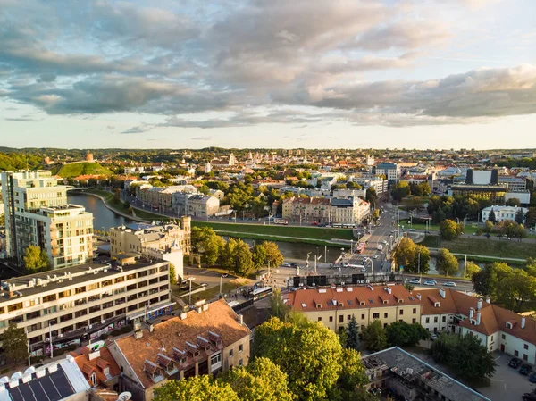 Belo Panorama Cidade Vilnius Outono Com Folhagem Laranja Amarela Vista — Fotografia de Stock