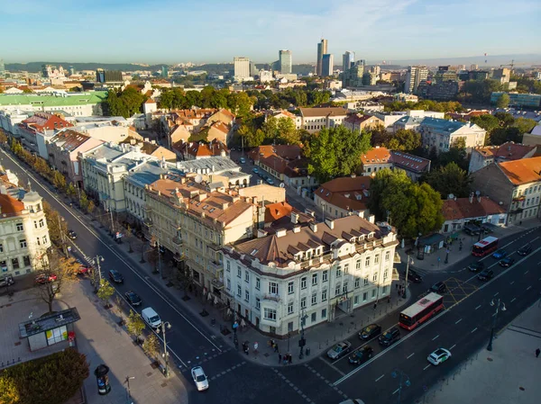 Bellissimo Panorama Della Città Vilnius Autunno Con Fogliame Arancione Giallo — Foto Stock