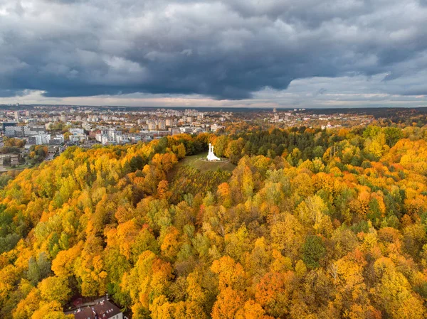 Flygfoto Över Monumentet Tre Kors Med Utsikt Över Vilnius Gamla — Stockfoto