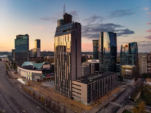 Vilnius Lituanie Octobre 2020 Belle Vue Aérienne Soir Sur Quartier — Photo