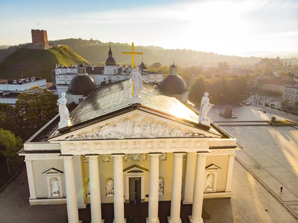 Vista Aérea Praça Catedral Praça Principal Cidade Velha Vilnius Uma — Fotografia de Stock