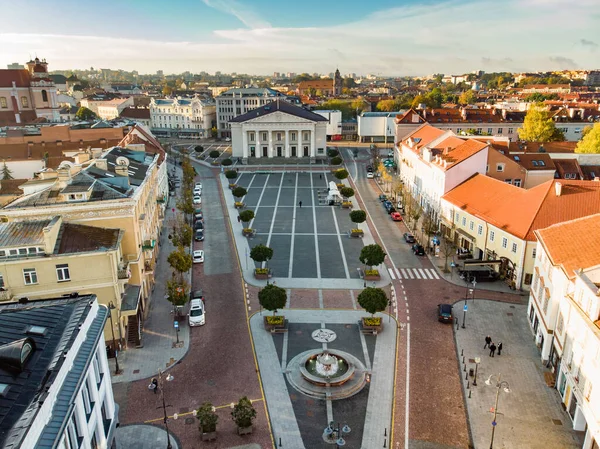 Vue Aérienne Place Mairie Bout Rue Pilies Centre Traditionnel Commerce — Photo