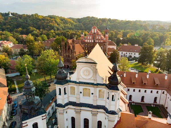 Красивая Панорама Вильнюса Осенью Оранжевой Желтой Листвой Вид Воздуха Пейзаж — стоковое фото