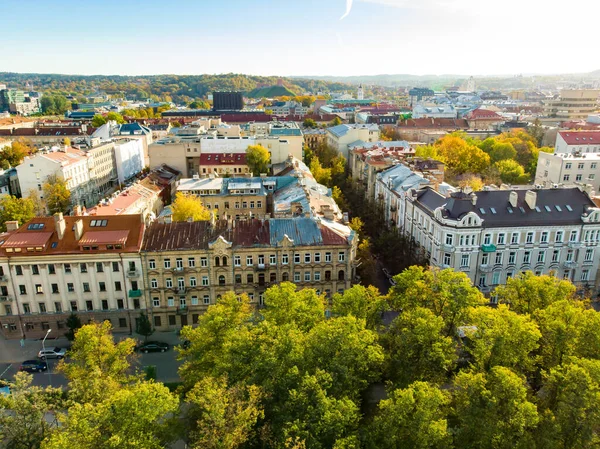 Magnifique Panorama Ville Vilnius Automne Avec Feuillage Orange Jaune Vue — Photo