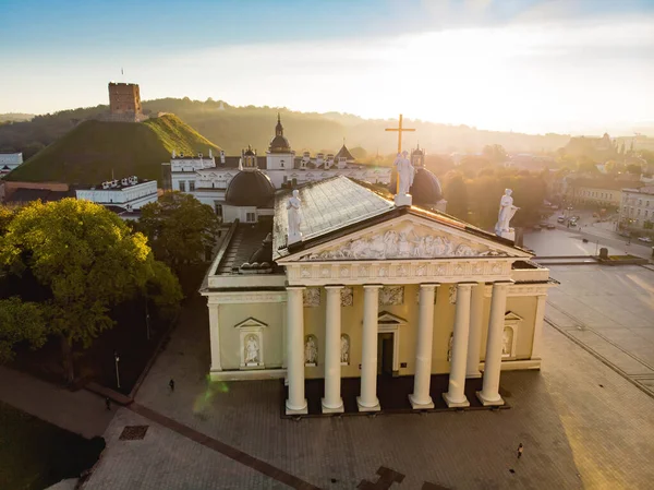 Luftaufnahme Vom Domplatz Dem Hauptplatz Der Altstadt Von Vilnius Einem — Stockfoto