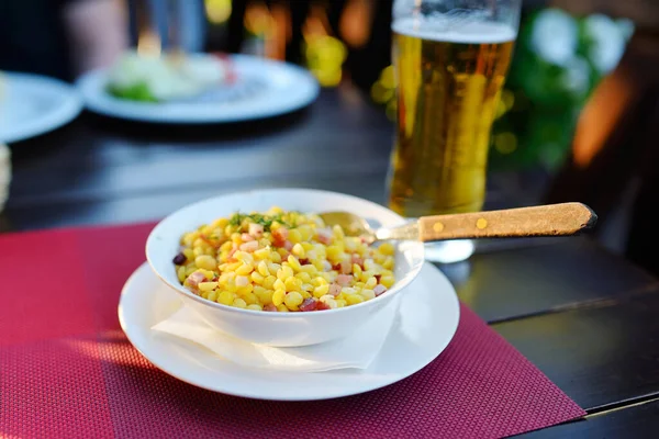 Yellow Split Peas Smoked Bacon Traditional Snack Dish Lithuania — Stock Photo, Image