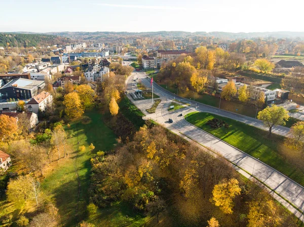 Красивая Панорама Вильнюса Осенью Оранжевой Желтой Листвой Вид Воздуха Пейзаж — стоковое фото