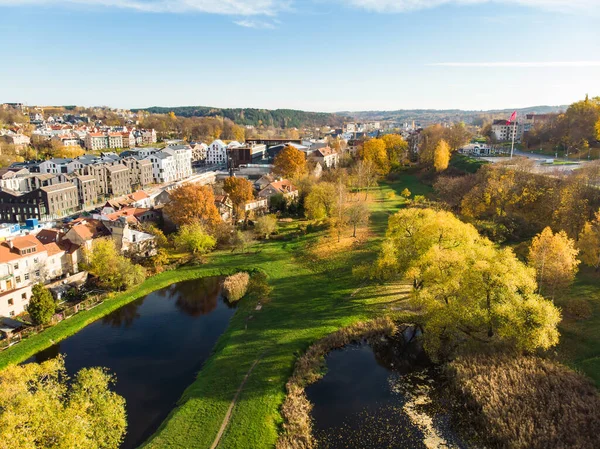 Magnifique Panorama Ville Vilnius Automne Avec Feuillage Orange Jaune Vue — Photo