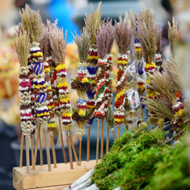 Lithuanian Easter decorative palm bouquets clipart